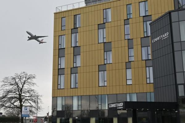 A Premier Inn hotel at Heathrow Airport Terminal 4 is the highest rated hotel near the airport, according to Google